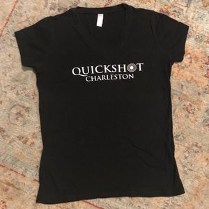Women’s Black V-Neck Quickshot Charleston Tee